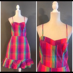A New Day Plaid Sweetheart Dress New With Tags